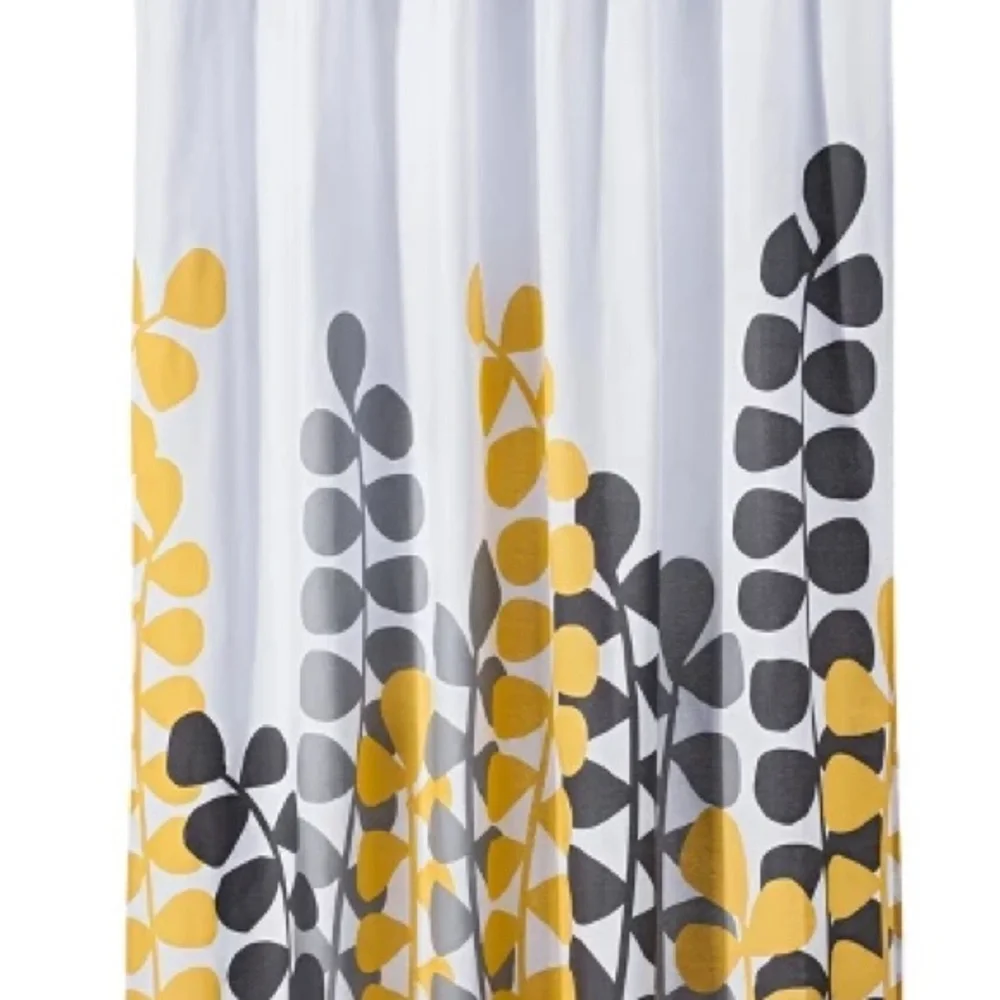 NEW 🌿 Modern Yellow + Gray Leaf Shower Curtain | 72” x 72”